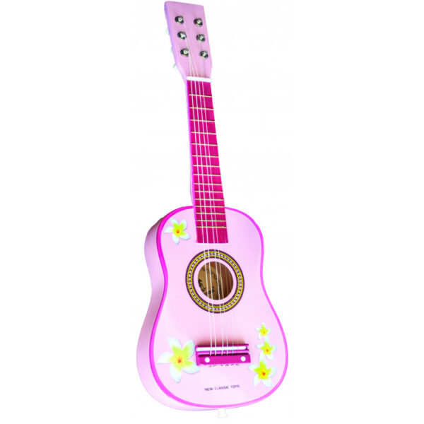 Gitaar met Bloemen - Roze