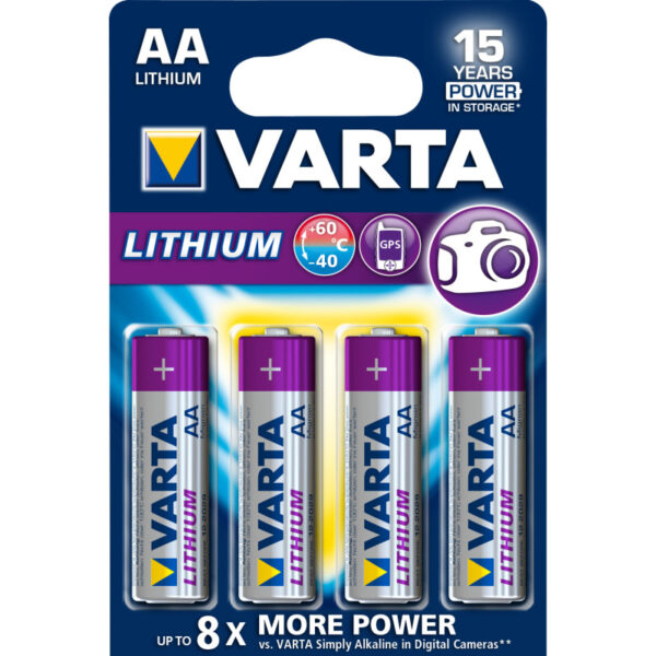 Lithium AA, 4 stuks Batterij
