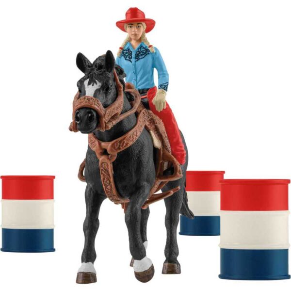 Farm World - Barrel racing met cowgirl Speelfiguur
