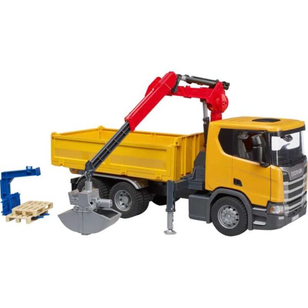 Scania Super 560R constructie vrachtwagen met kraan en 2 pallets Modelvoertuig