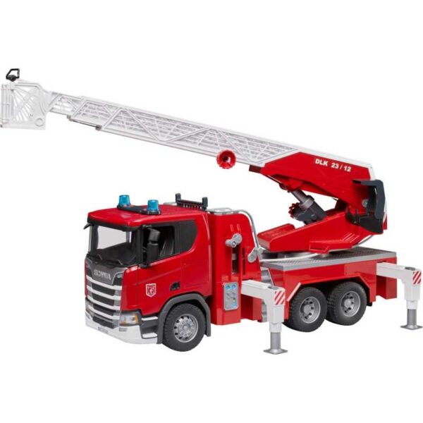 Scania Super 560R brandweerwagen met ladder, waterpomp en licht en geluid Modelvoertuig