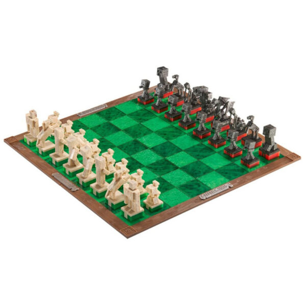 Minecraft Chess Set: Overworld Heroes vs. Hostile Mobs Bordspel