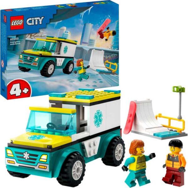 City - Ambulance en snowboarder Constructiespeelgoed