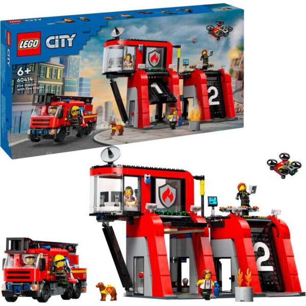 City - Brandweerkazerne en brandweerauto Constructiespeelgoed