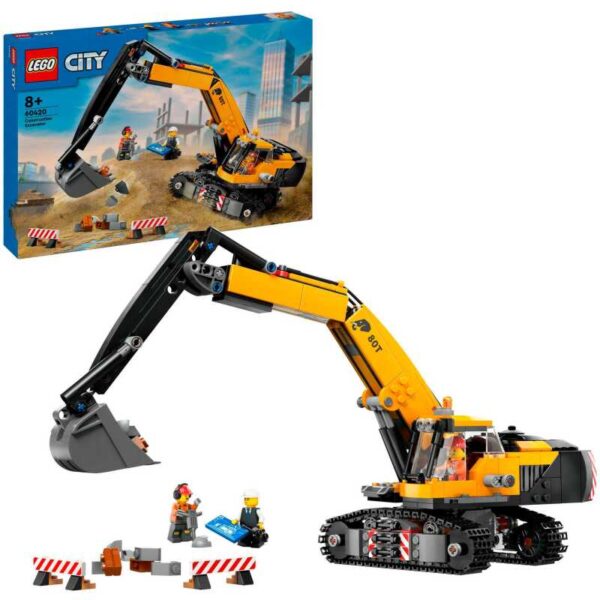 City - Gele graafmachine Constructiespeelgoed