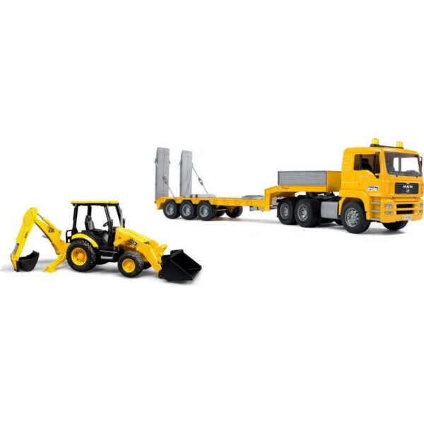 MAN TGA Dieplader met JCB MIDI Baggerlader Modelvoertuig