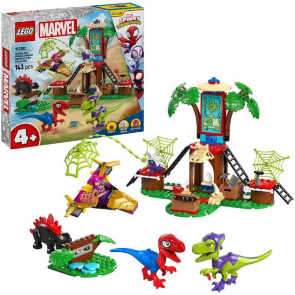 Marvel Spidey And His Amazing Friends - Spidey en Gobby's raptorstrijd bij de boomhut Constructiespeelgoed