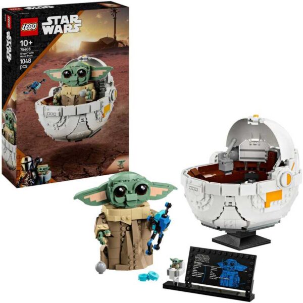 Star Wars - Grogu met zweefkinderwagen Constructiespeelgoed