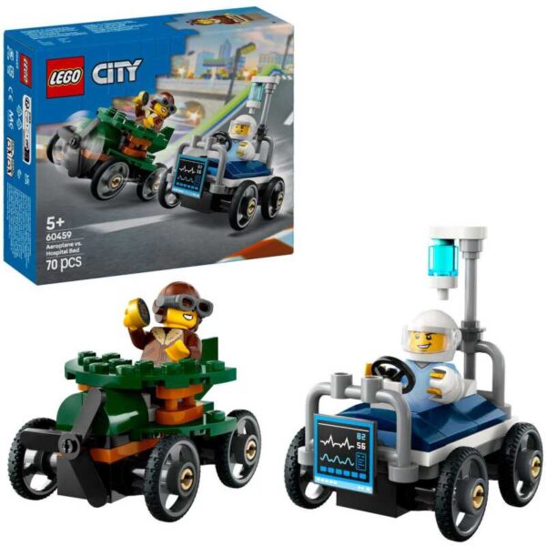 City - Raceautopakket: vliegtuig vs. ziekenhuisbed Constructiespeelgoed