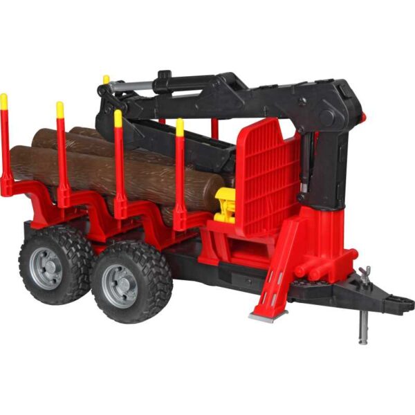 Bosbouw aanhangwagen met laadkraan en vier boomstammen (02252)