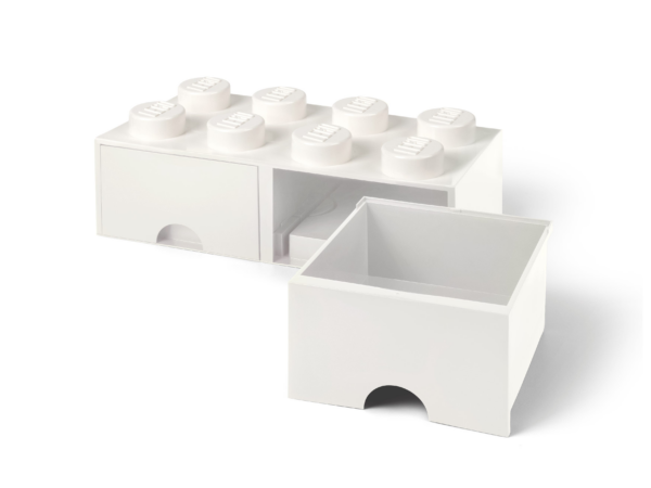 Opbergsteen met 8 noppen en 2 lades - wit